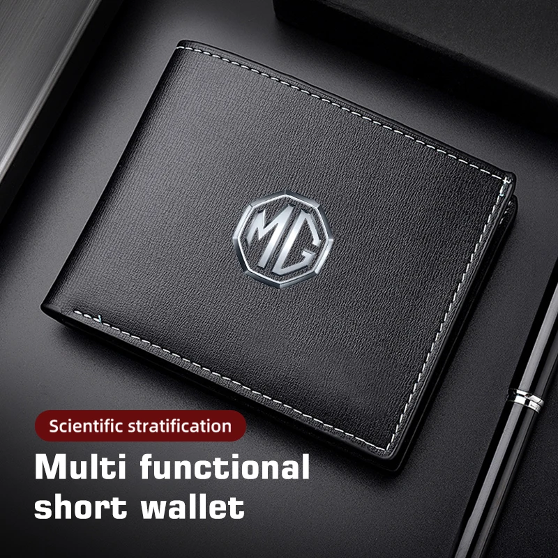 Car Fashion Leather Short Purse ID Card Holder Case Wallet For MG 3 5 6 7 HS ZS GS Hector TF GT ZR RX5 RX8