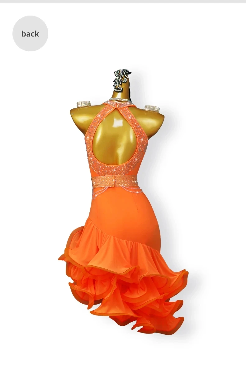 2025 Neues Damen-Latein-Tanzkleid Bühnenkostüm Amerikanische Kleidung Sexy Mädchen Party-Tanzkleidung Ballsaal-Anzug Midi-Auftritts-Outfit – Detail 10