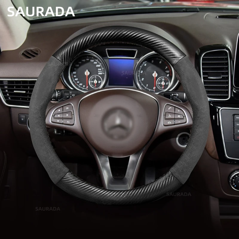 For Mercedes-Benz AMG GLE 450 350 400 W166 W167 V167 4MATIC 2015 2016 2019 2023 Anti-slip Suede 38cm Car Steering Wheel Cover