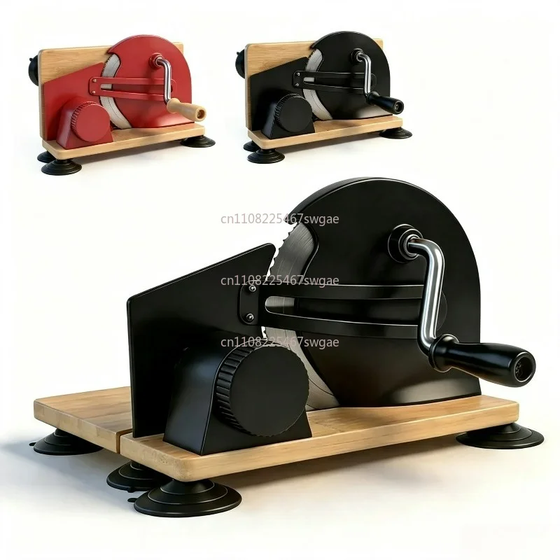 Uniform Slices Non-Slip Suction Feet Manual Bread Cutter Sturdy Wood Base Hand Crank Bread Cutter Kitchen Utensil