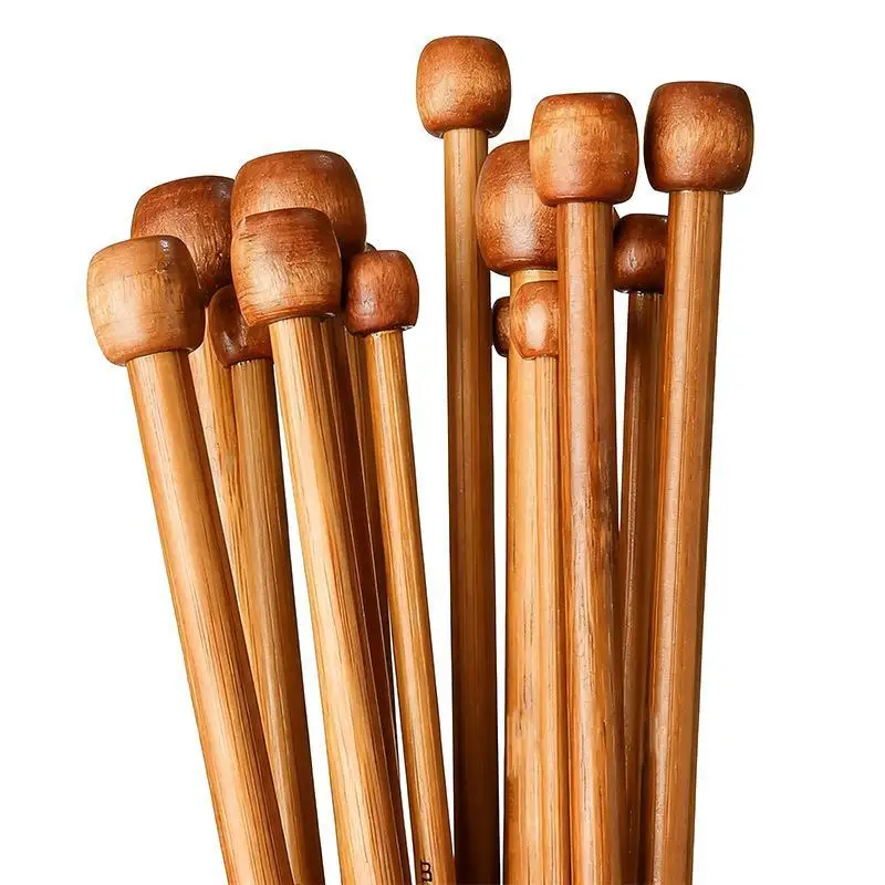 2Pcs Bamboo Knitting Needles With Single Pointed Tips Handmade DIY Single-Pointed Knitting Needles, Suitable For Yarn Beginners