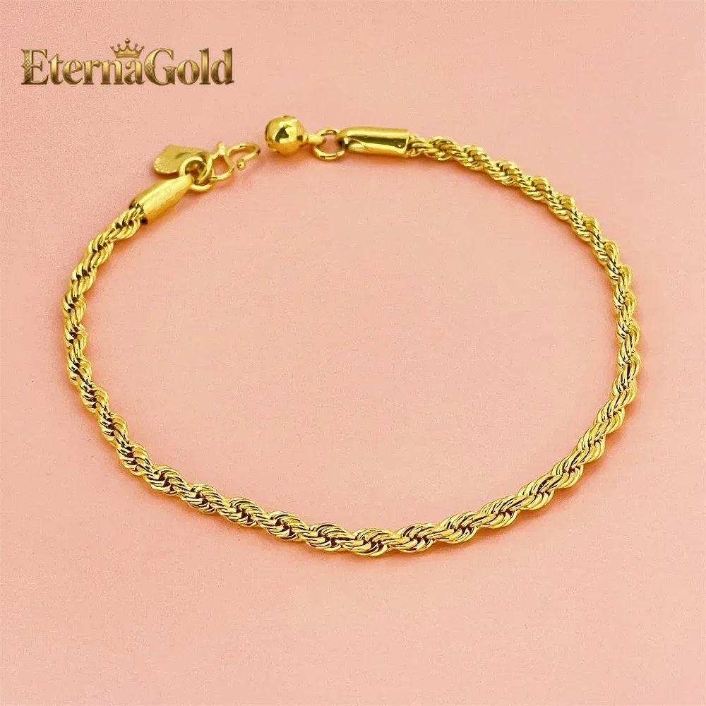 EternaGold  Women's 3MM Twist Bracelet 24K Gold AU999 - Smooth burr-free 3MM links, comfortable wear, AU999 authentic