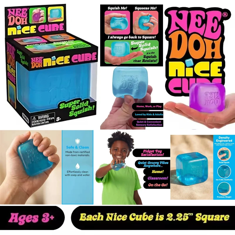 **In Stock Squishy Schylling Needoh Nice Cube Sensory Toy Anti-Stress Stress Relief Jigsaw Pressure Relief Souvenir for Kids 말랑이
