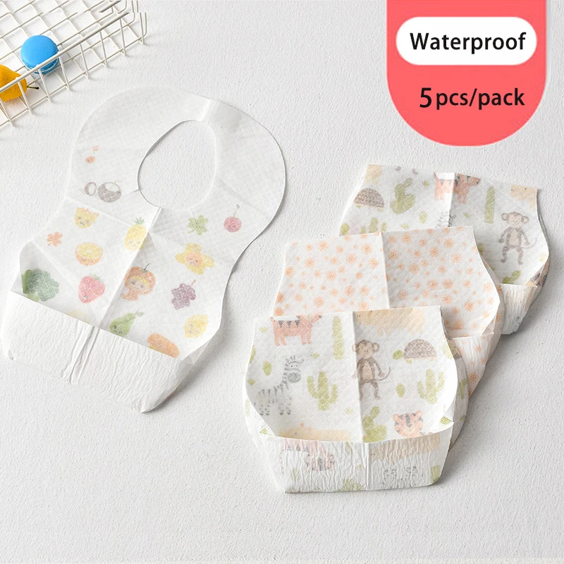 

5pcs/pack Disposable Waterproof Baby Bibs New Cartoon Outgoing Bib Newborn Burp Cloths for Boy Girl Soft Feeding Saliva Towel