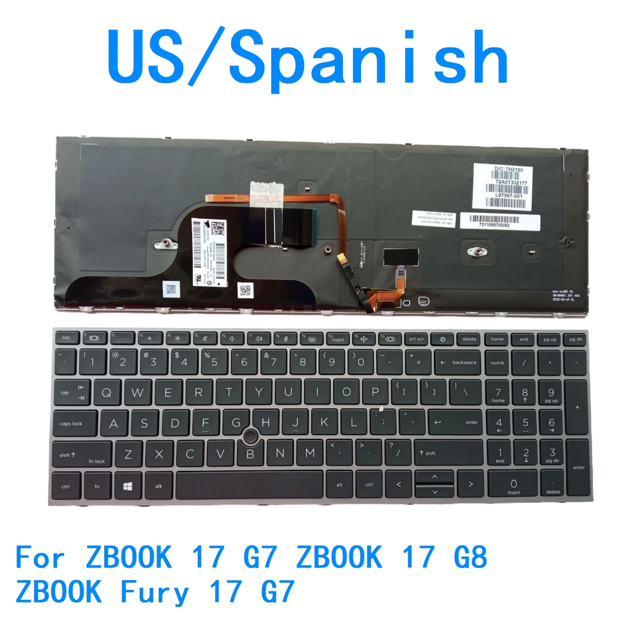 New US Spanish Language Backlit Keyboard For HP ZBOOK 17 G7 ZBOOK 17 G8 ZBOOK Fury 17 G7 Notebook PC Replacement Keyboard