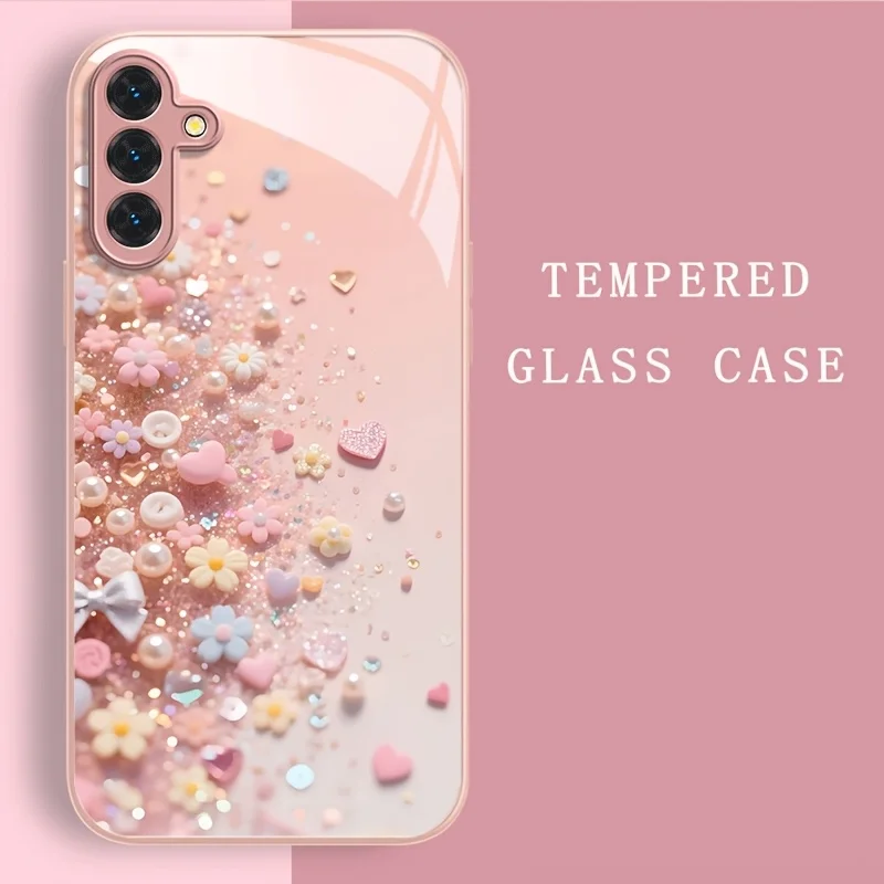 Fashion metal paint tempered glass phone case for Samsung Galaxy S26 S25 S24 S23 S22 S21 S20 fe/plus/ultra hard case back cover