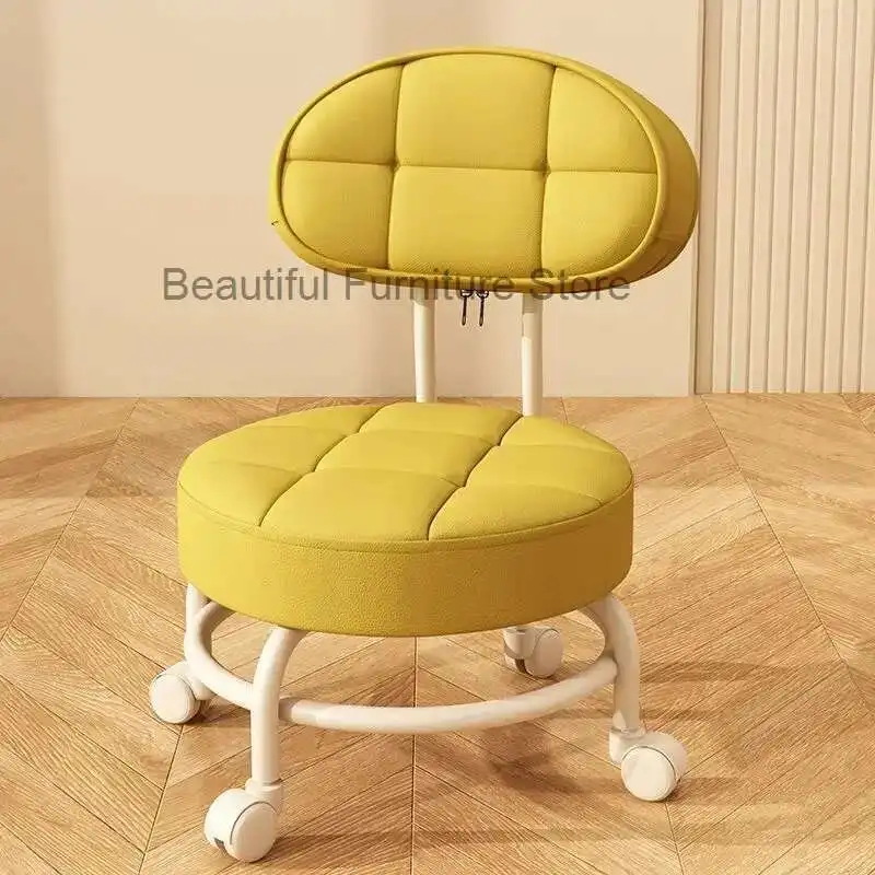 

Household Pulley Low Stool Fashionable Chairs Bedroom Chair With Backrest Living Room Changing Shoes Stools Silent Walking Stool