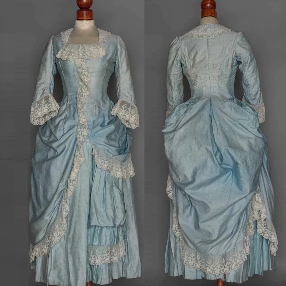 

1880s Day Bustle Dress Queen Elizabeth Rococo Lace Ruffle Afternoon Costume Renaissance Civil War Southern Belle Tea Ball Gown