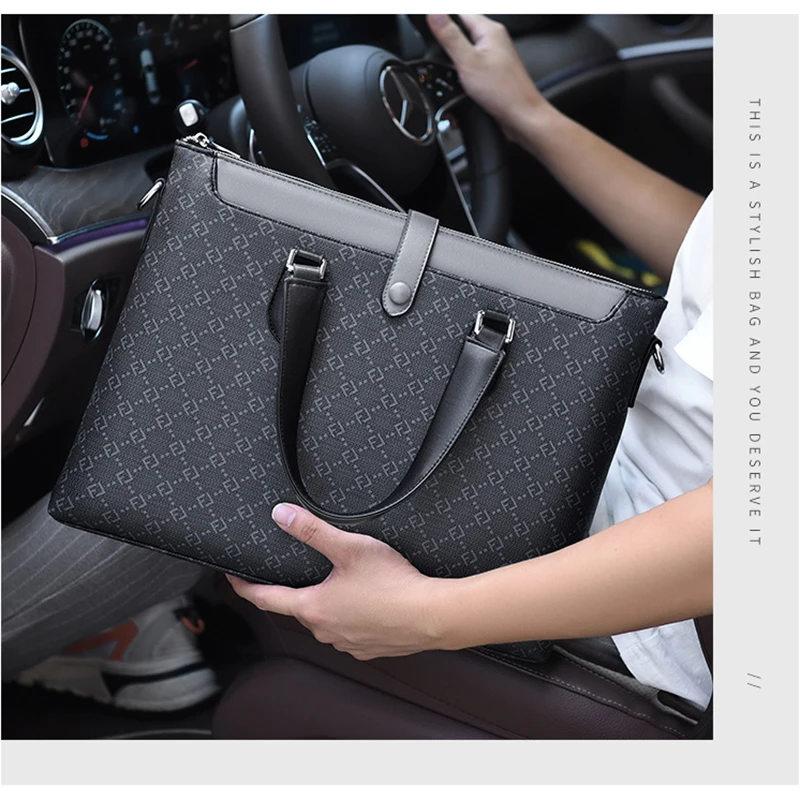 PVC Men's Briefcases Bag Executives Designer Lawyers Business 14 inch Laptop File Office Shoulder Messenger Crossbody A4 Bag