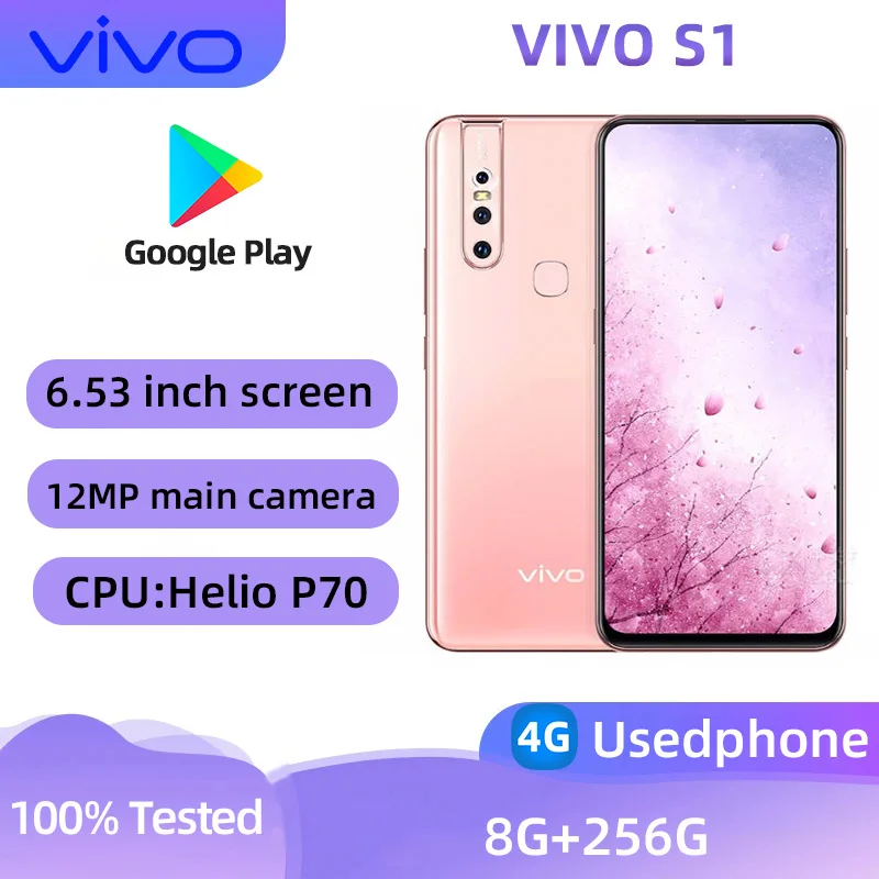 Vivo S1 4G Smartphone Android CPU Helio P70 6.53-inch 12MP Camera 3940mAh 18W Charge Used Phone