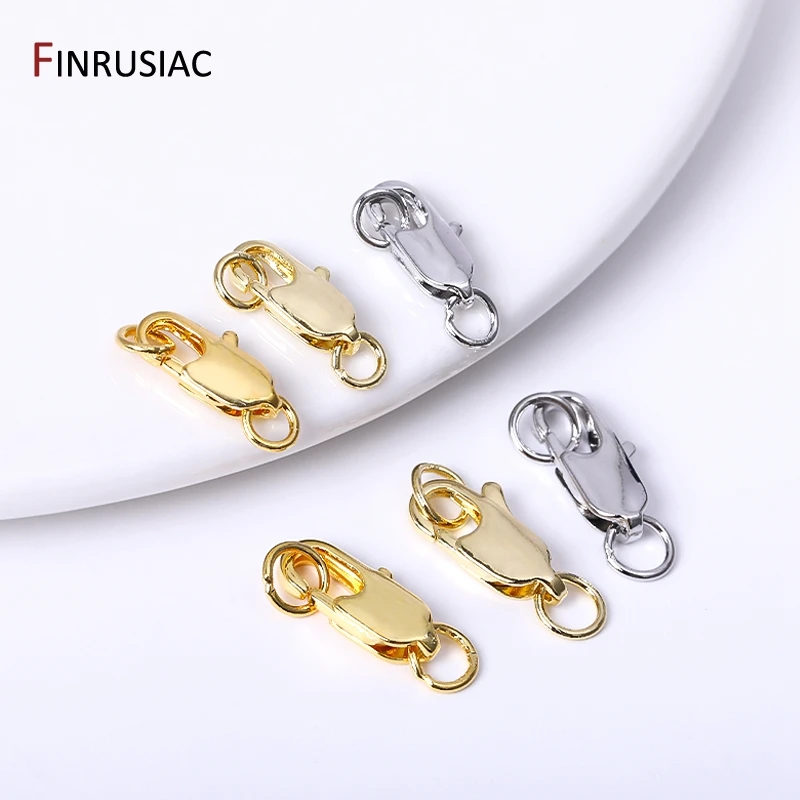 14k/18k Gold Plated Brass Oval Lobster Clasps With Closed Rings Connectors For Jewelry Making, DIY Jewelry Clasps Wholesale