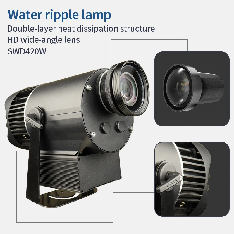 NEW High Quality 420w  Waterproof  HD  Lens  Outdoor Water Ripple Projection Light, Six Color Water Ripple Effect projector