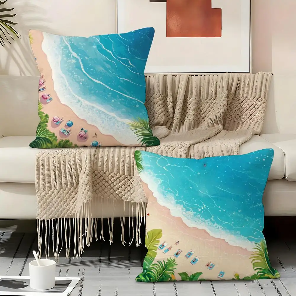 Charming Seaside Retreat Pillow Case Pillowcase, Double-sided Printed, Sofa Cushion, Bedroom Headboard Pillow