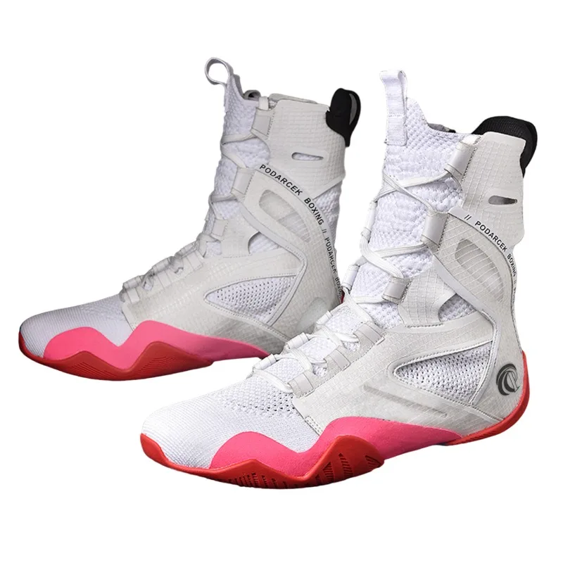 

Professional Boxing Shoes Man Mesh Breathable White Wrestling Boots Mens Brand Designer Fighting Shoes for Men