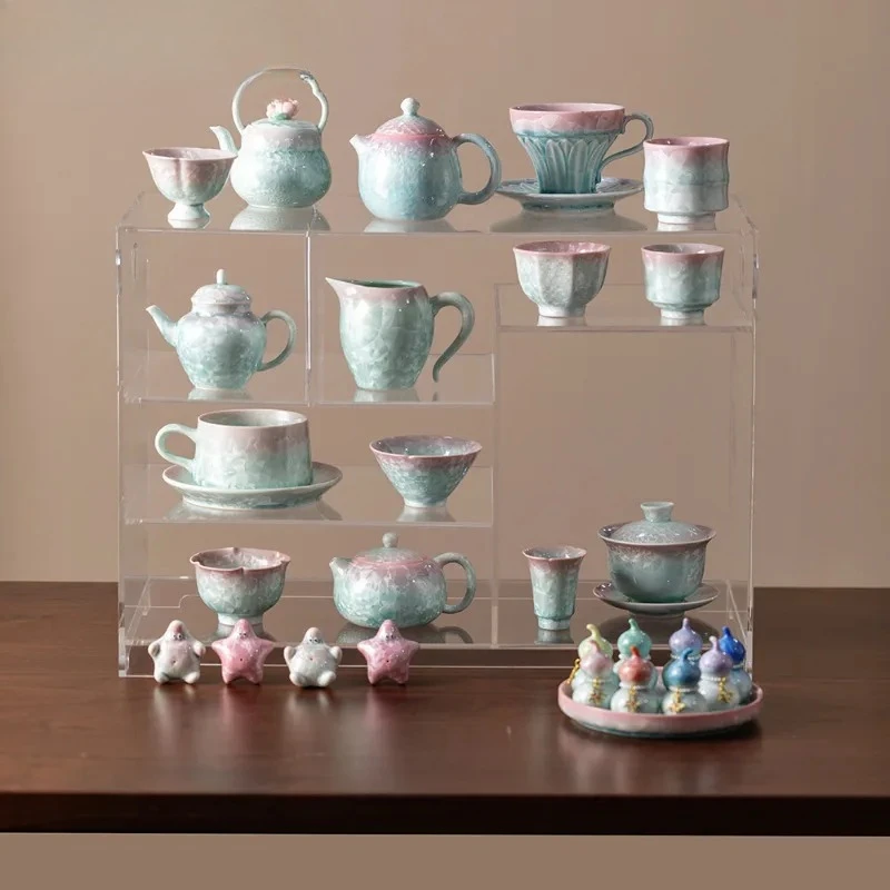 200ml Crystal Glaze Cyan Pink Xishi Teapot Luxury Tea Infuser Pot Tea Maker Kettle With Strainer Flower Tea Drinkware Decoration view 6
