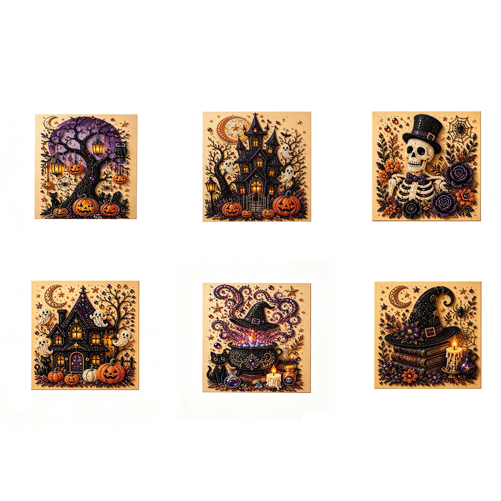 Halloween 3D Pearl Art Diy Kit Ghost Bones man Pumpkin For Perfect Decorate Handmade Gift Cute Spooky Diamond Painting Craft Kit
