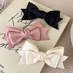 2023 New Trend Metal Solid Color Fabric Bow Duckbill Clip Campus Party Creative Hair Clip Girl Cute Hair Accessories Wholesale