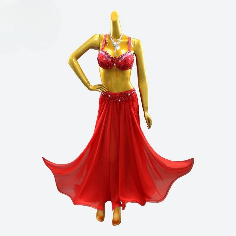 Customized Red Bra Belly Dance Costume Group Stage Competition Performance Skirt Advanced Oriental Dance Clothing Practice Dress
