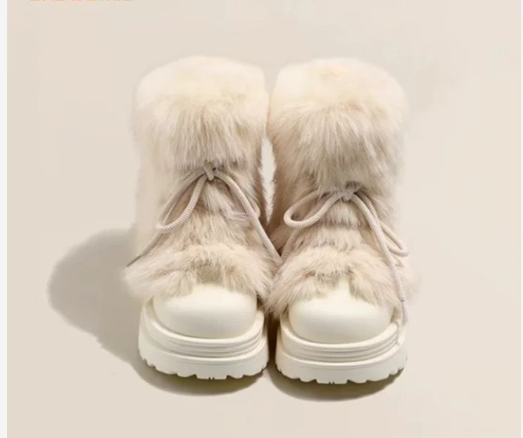 

2025 Winter New Women's Velvet Thickened Plush Thick-soled Big-head Cotton Girl Non-slip Snow Boots