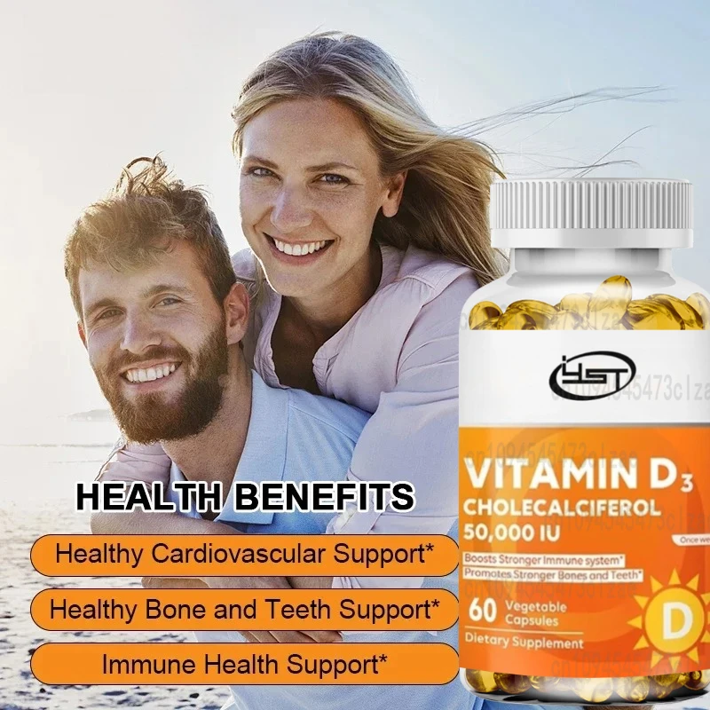 Vitamin D3 50000 IU - Immune Support, Promotes Healthy Muscle Health, Strong Bones and Nervous System Health
