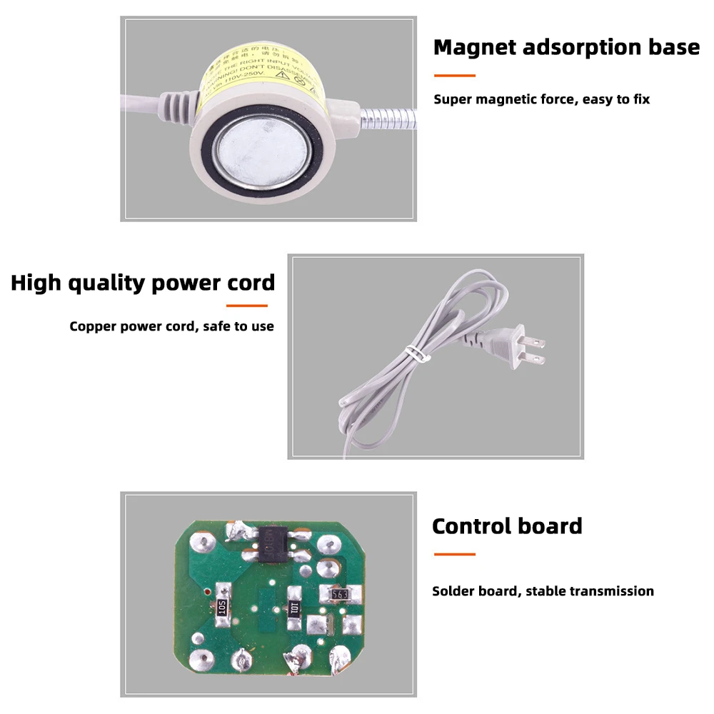 Luz de trabalho multifuncional industrial, lâmpada para máquina de costura industrial, acessórios para máquinas de roupas, 360 ° flexível