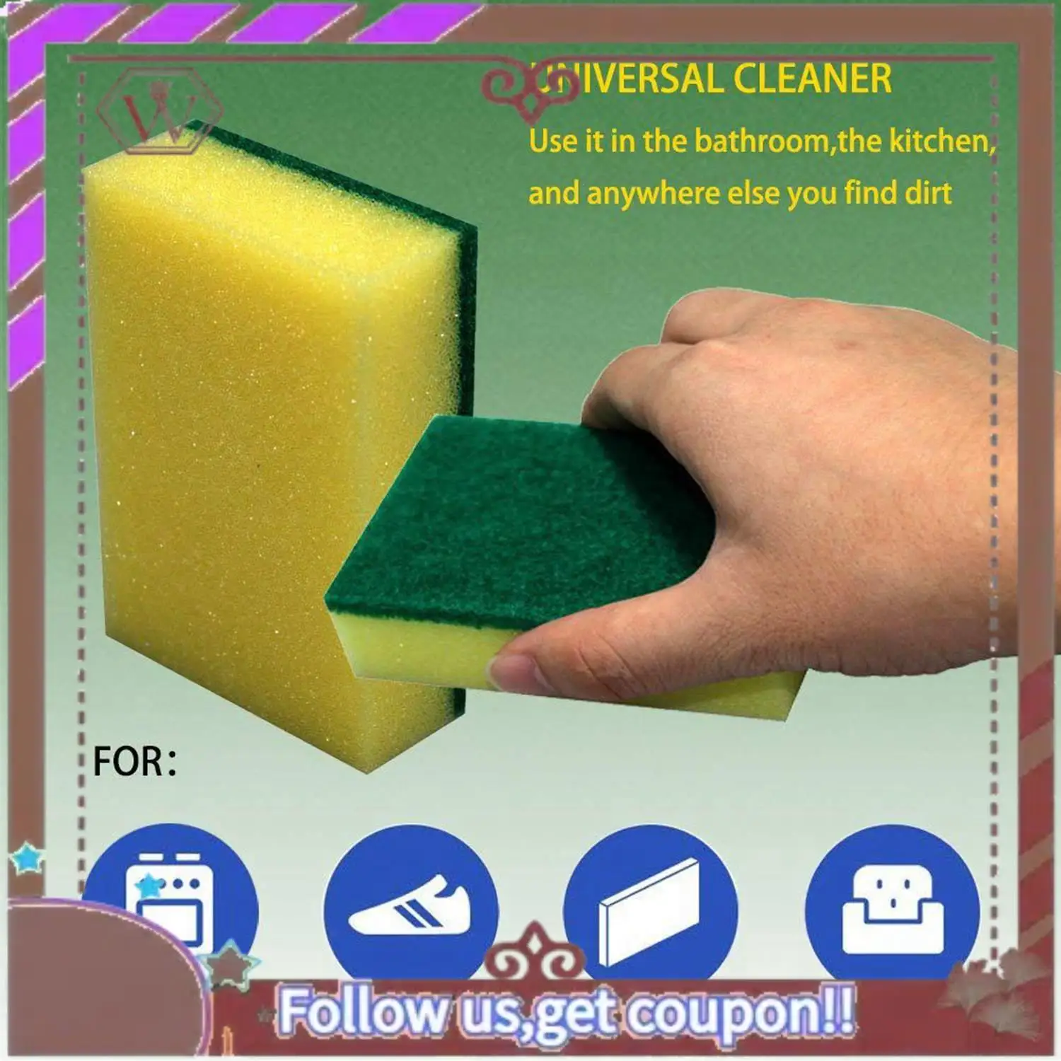 Latest 20Pcs Heavy Duty Multi Use Cleaning Sponges Rub Non-Scratch Sponge Scrubbing Dish Sponges & 5Pcs 3Cm Magnetic Clip Magnet