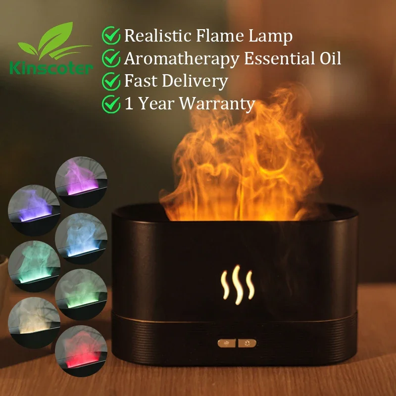 Kinscoter Aroma Diffuser Air Humidifier Ultrasonic Cool Mist Maker Fogger Led Essential Oil Flame Lamp Difusor Fragrance oil