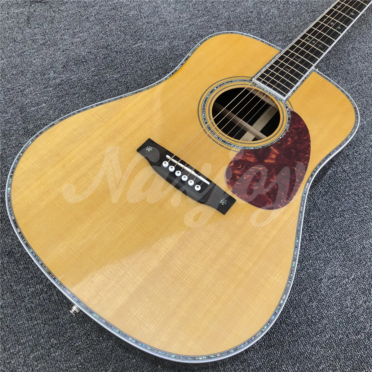 Solid Spruce D Type 42 Model Acoustic Guitar Abalone Inlays Ebony Fingerboard 41