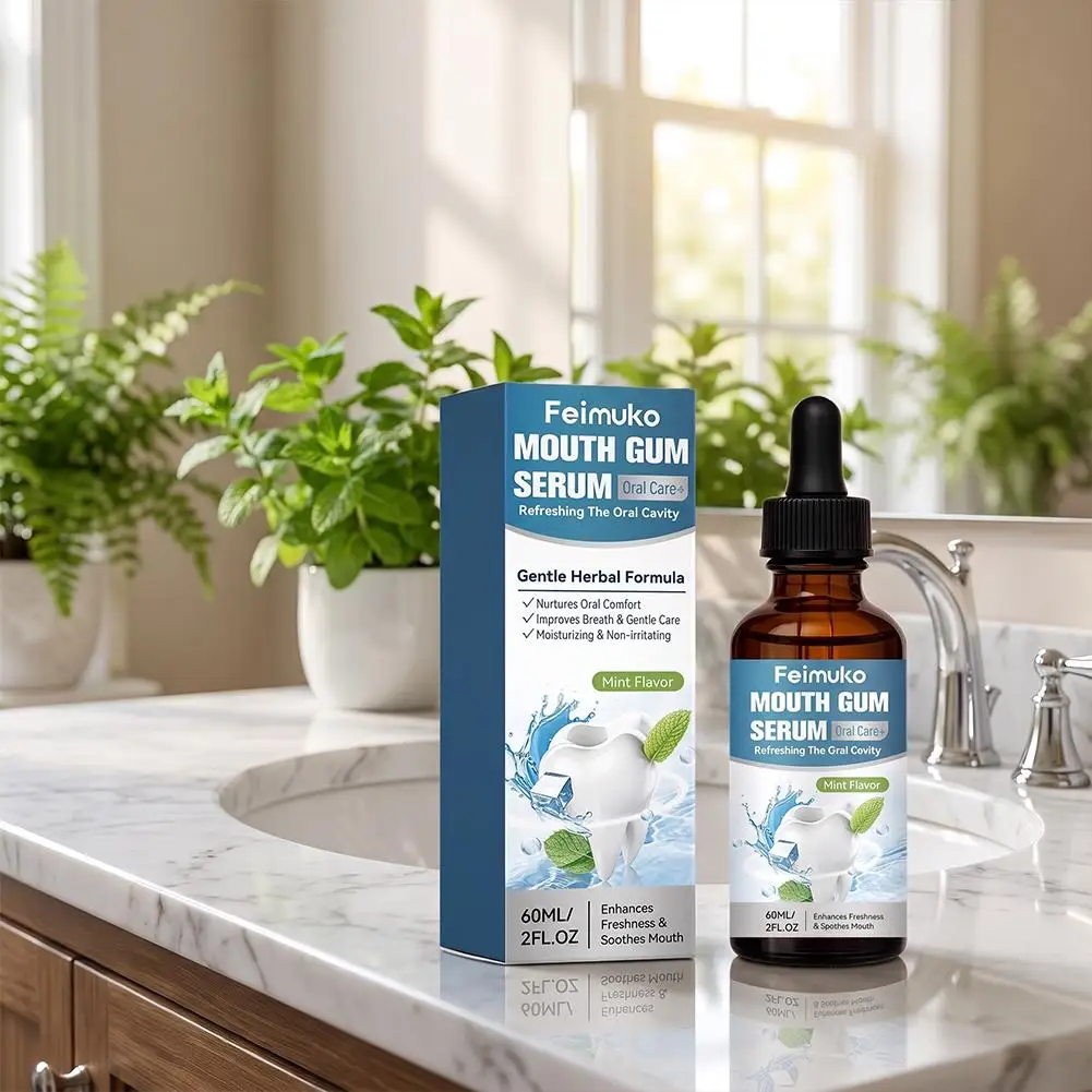 60ml Herbal Gum Care Serum Mint Taste Freshen Oral Cavity Relieve Discomfort Gentle Non Irritating Daily Mouth Cleaning Drops