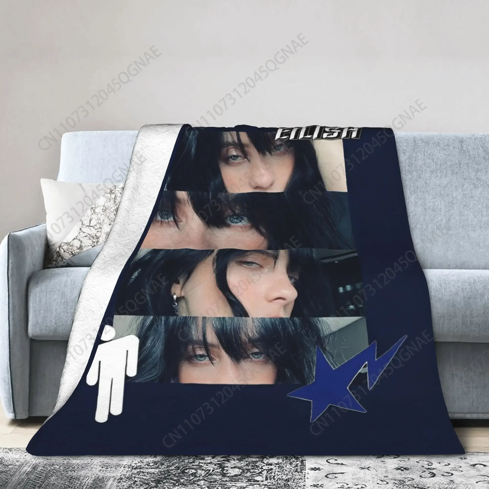 B-Billie-Girl E-eilish American Singer Fleece Throw Blanket Blankets For Sofa Outdoor Soft Plush Thin Quilt,