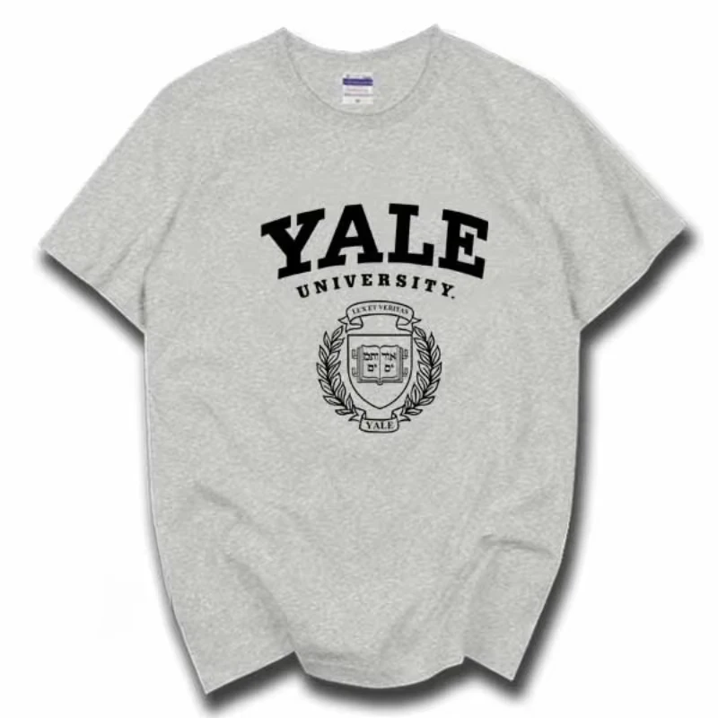 Yale University Cotton Short-sleeved T-shirt Summer Men and Women Loose Casual Tee Couple Personalized Wear School Clothing