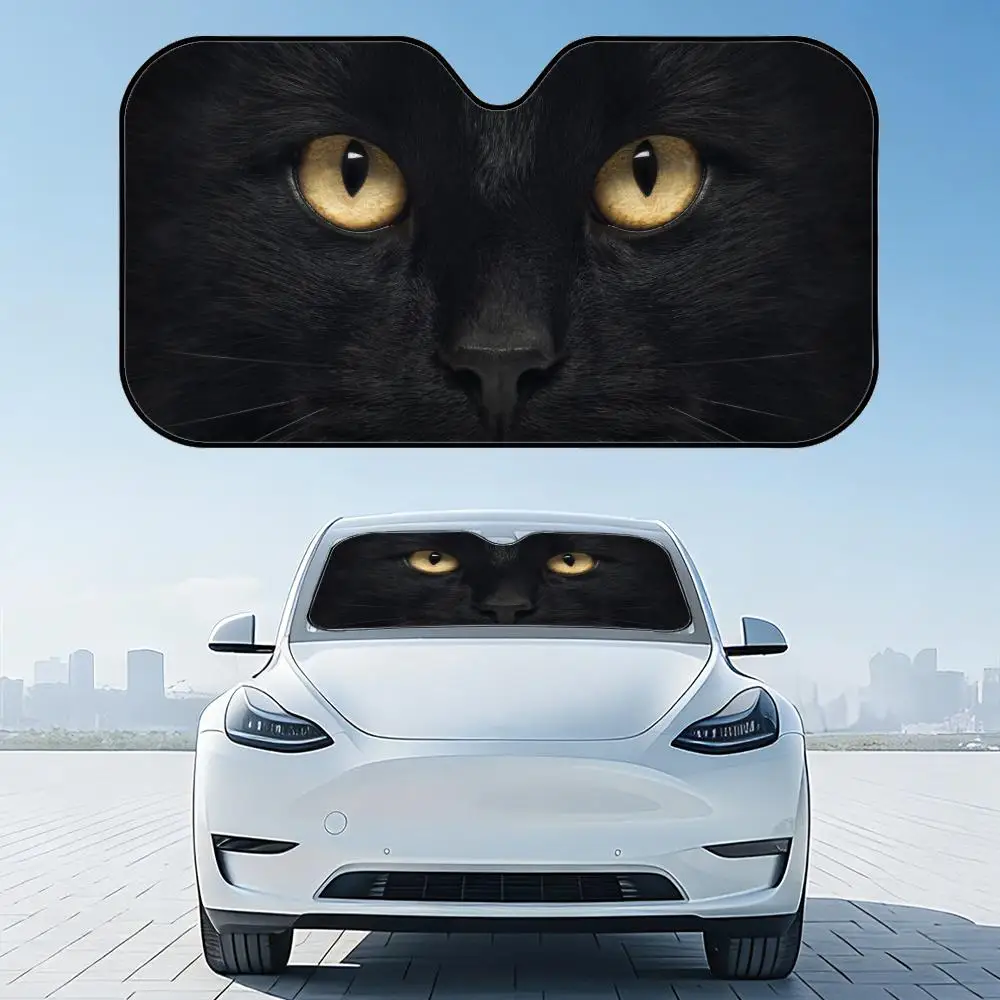 

Black Cat Eyes Sun Visor Reusable Aluminum Foil Car Windshield Sun Visor UV Protector Heat Insulation Cover Shade