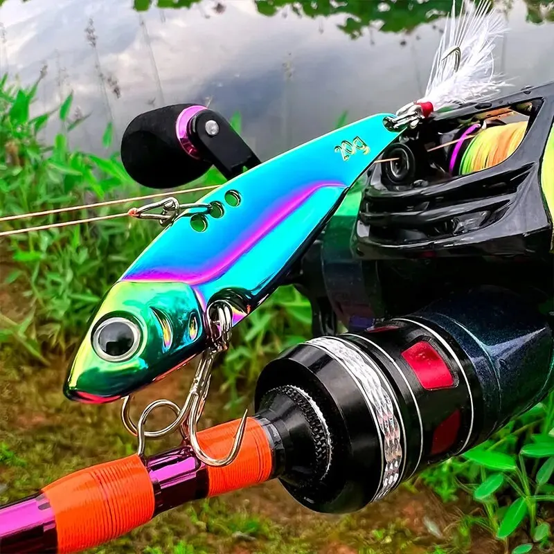 Metal VIB All Water Layer Long Throw 20g Colorful Vibration Sequin Artificial 3D Eyes Sharp Trible Hook For Bass Fishing Tackles — zdjęcie 7