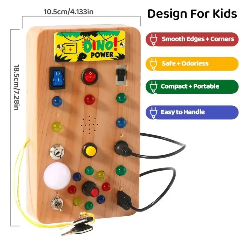 Montessori Busy Board Sensory Toy for Kids with LED Light Simulation Switch Control Jigsaw Puzzle Early Education Learning Game