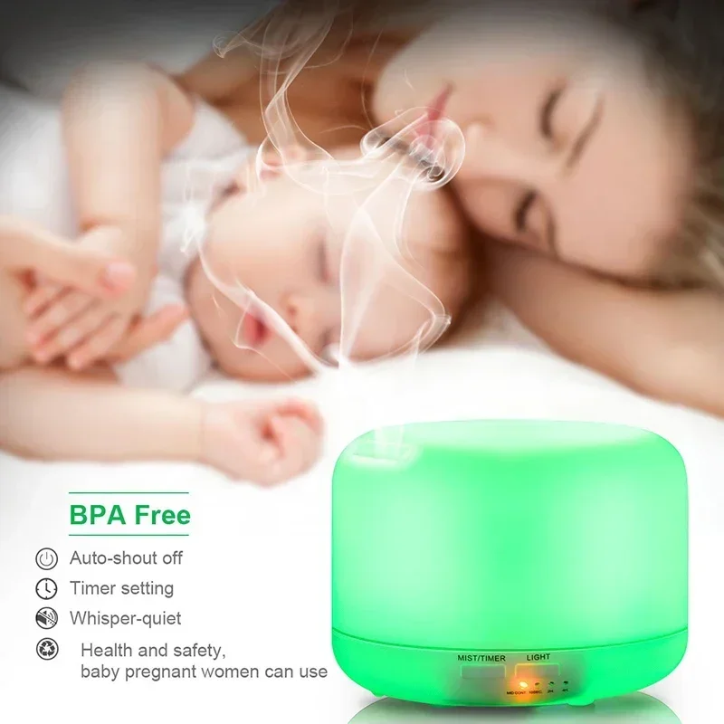1000ML Air Aroma Diffuser Ultrasonic Humidifier Home 7 Color LED Light Electric Aromatherapy Essential Oil Aroma Diffuser