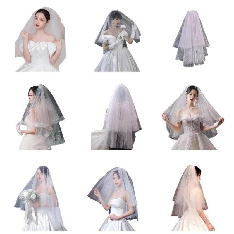 Elegant Bridal Veil with Fix Comb Bridal Engagement Party Taking Photo Supplies