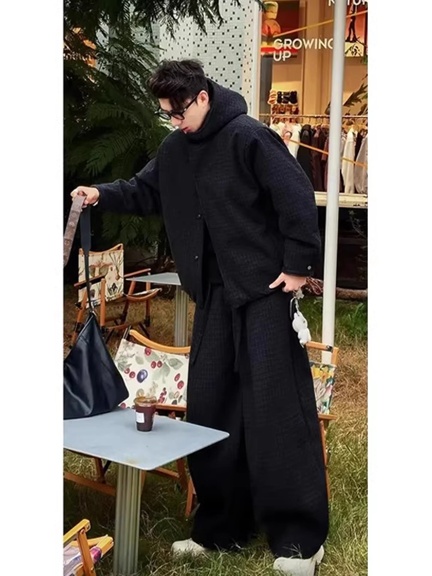 

Мужская хлопковая куртка в американскую клетку с капюшоном, зимний тренд, элитный комплект Feeling Cool Haome, одинаковый комплект, комплект для одежды, повседневный спортивный...