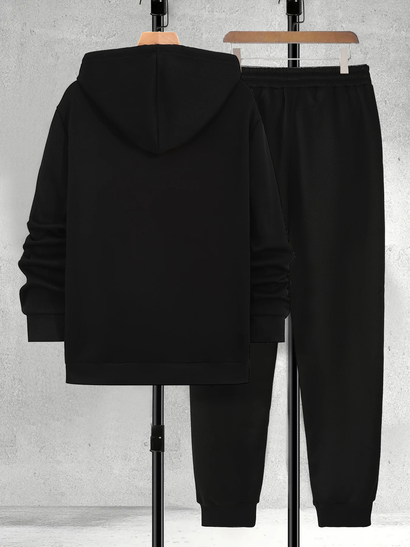 남성용 블랙 후디 세트 트렌디 플래그 스매시 프린트 캐주얼 조거 데일리 투피스 수트 스트리트웨어 편안하고 통기성 좋은 의류