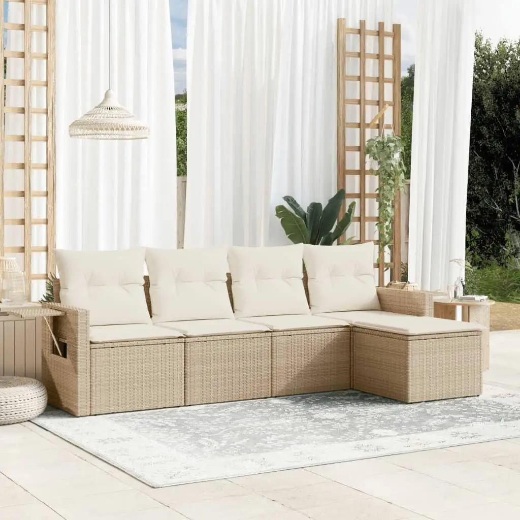 

Beige Outdoor Garden Sofa Set Comfortable Patio Furniture Sectional Lounge Set