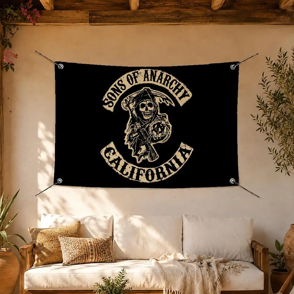 Cult Show Sons of Anarchy Flags Room Home Decor Wall‑Hanging Art Banner, Outdoor for Bedroom Party Background Decoration
