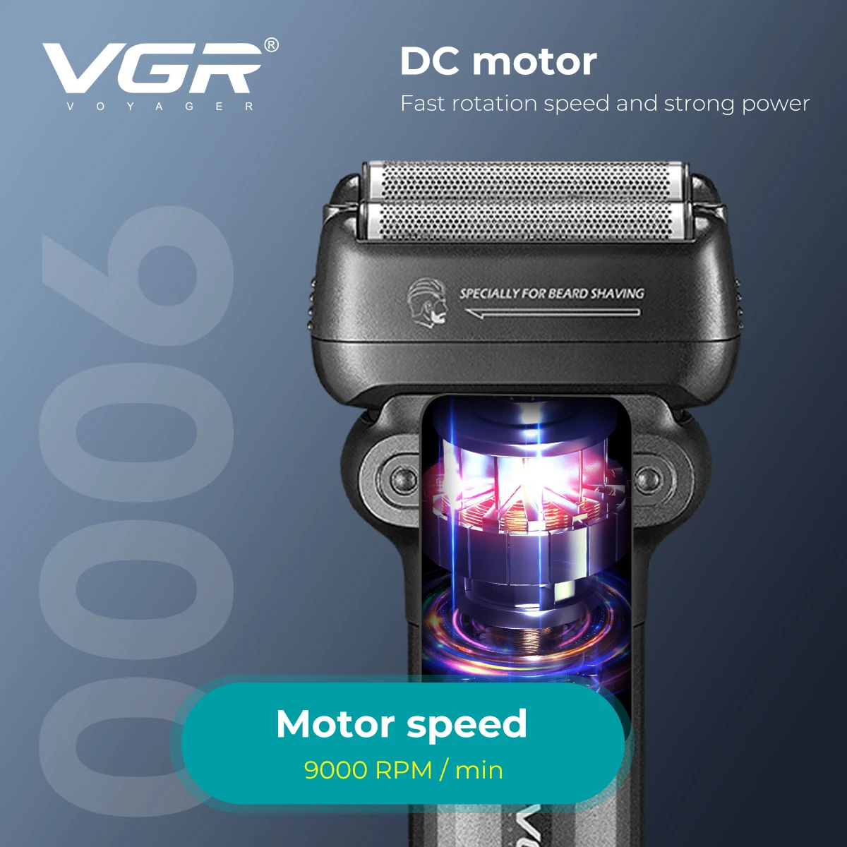 VGR Shaver Professional Beard Trimmer Electric Shaver Waterproof Razor 9000 RPM Shaving Machine Portable Shaver for Men V-368