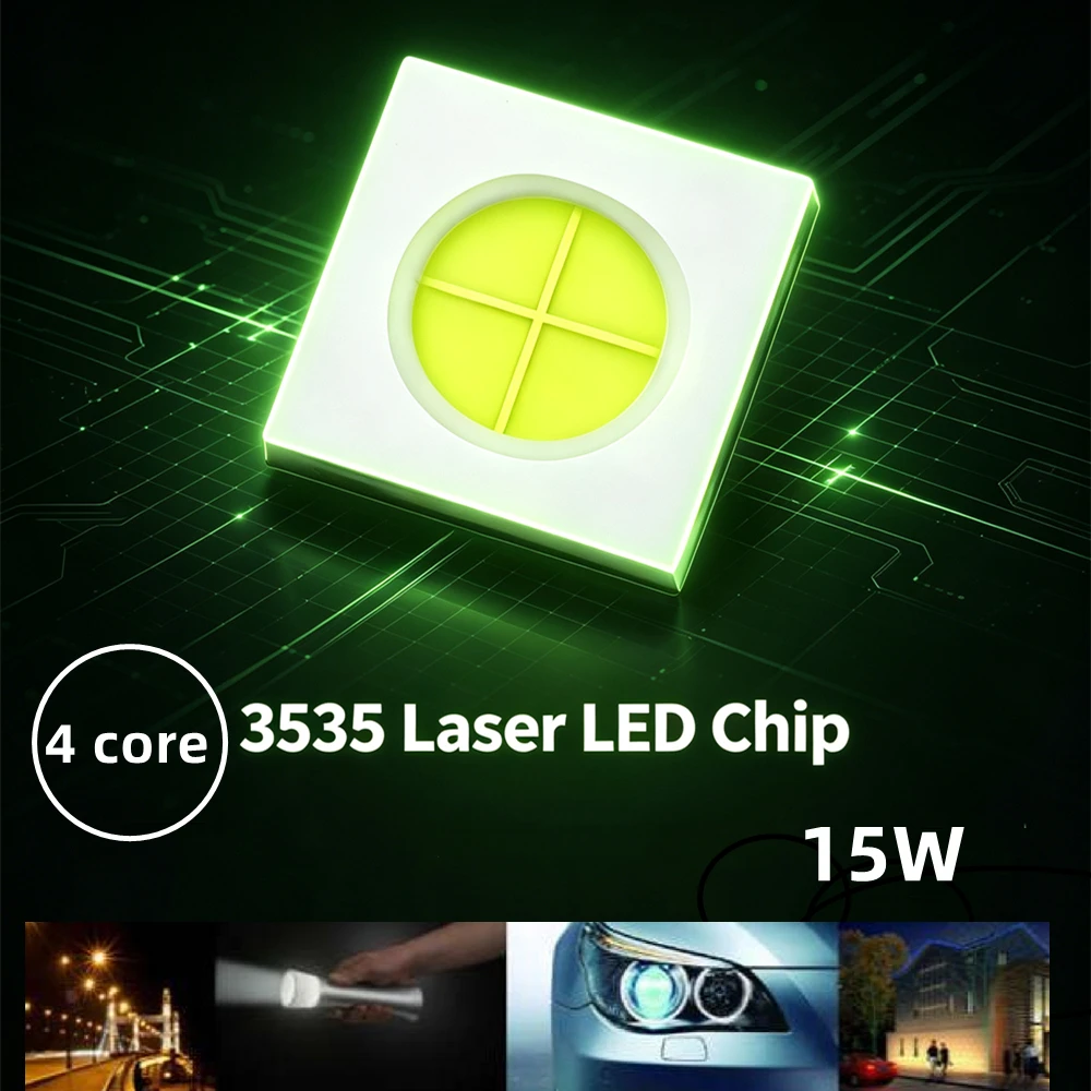 High Power 15W 3535 Flip Chip Laser LED Bead 1400lm Super Bright LED Chip for Strong Light Flashlight Outdoor Illumination