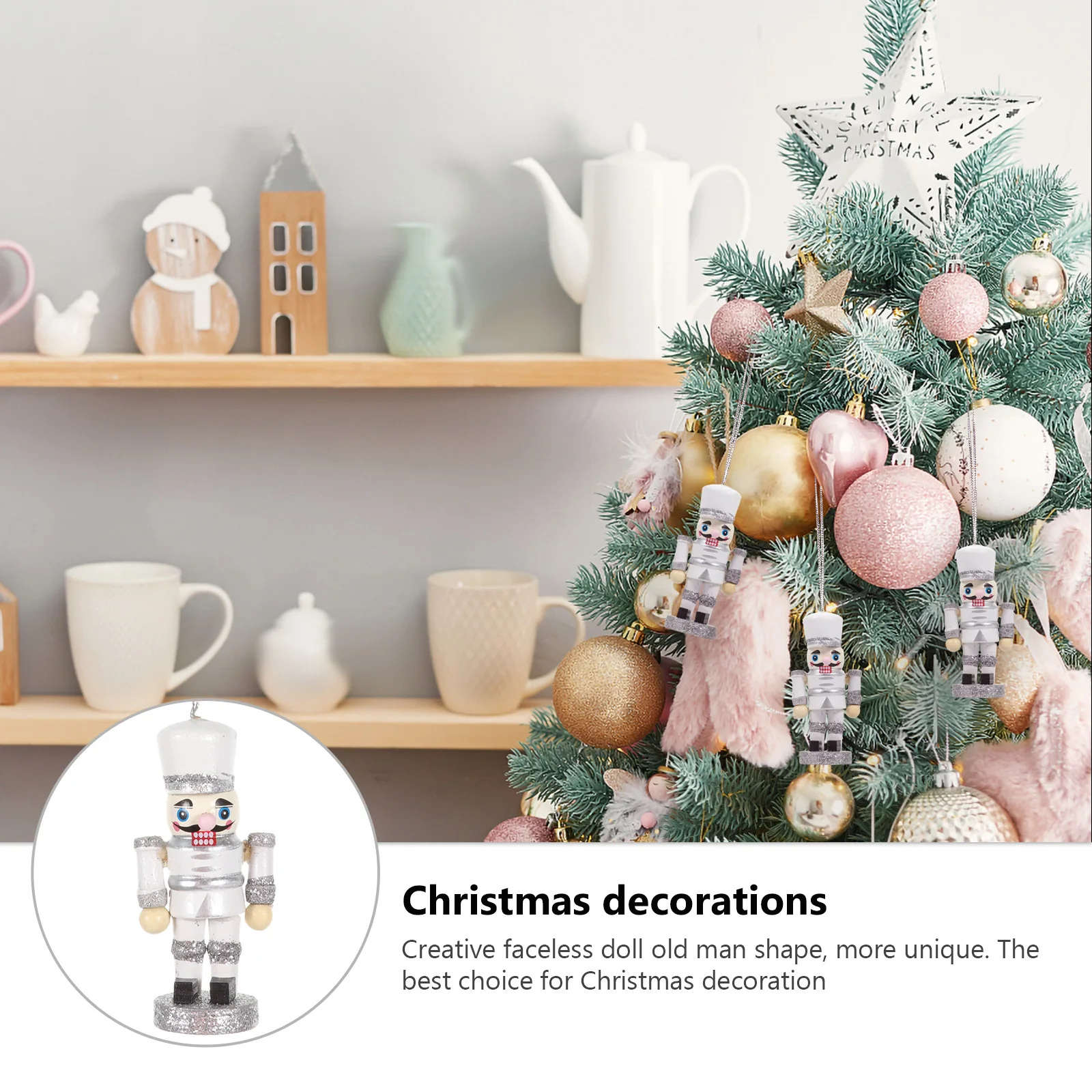 

6Pcs Nutcracker Soldier Christmas Wooden Decoration Painted Pendant Hanging Ornament Tree Decor Home Party Supplies
