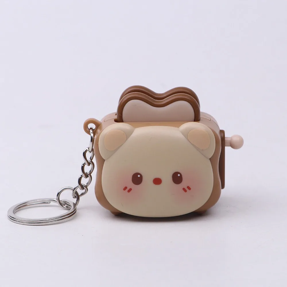Cartoon animal-shaped fun hand-cranked toast pendant, student bag decoration, stress-relief toaster keychain, bag accessory image 6