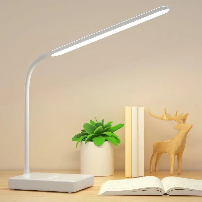 【HG】Rechargeable LED Eye Care Desk Lamp With 3 Color Modes Dimmable Phone Stand For Home Office Reading Working