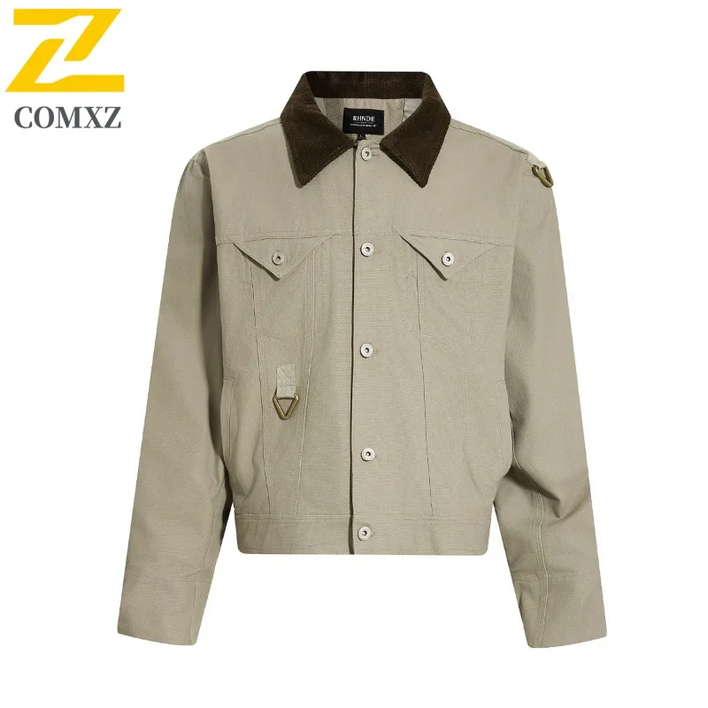 

COMXZ Мужская хлопковая байкерская куртка, стильная однотонная модная однотонная модная куртка для рыбалки и путешествий, удобная куртка для повседневной прогулки