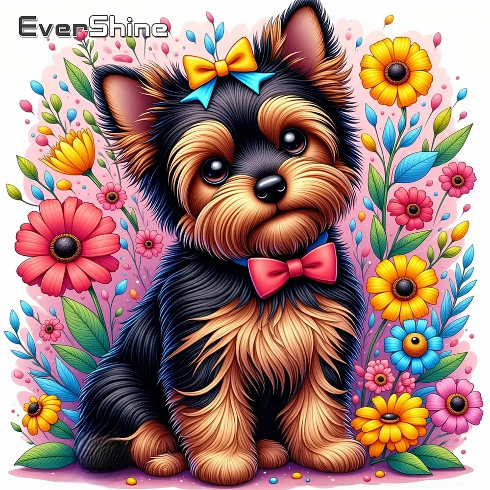 EverShine Diamond Painting Tier-Motiv, Vollquadratische Mosaiksteine, Hund-Motiv mit Strass, Bild-Stickerei, Gänseblümchen, Neuerscheinung, Kindergeschenk