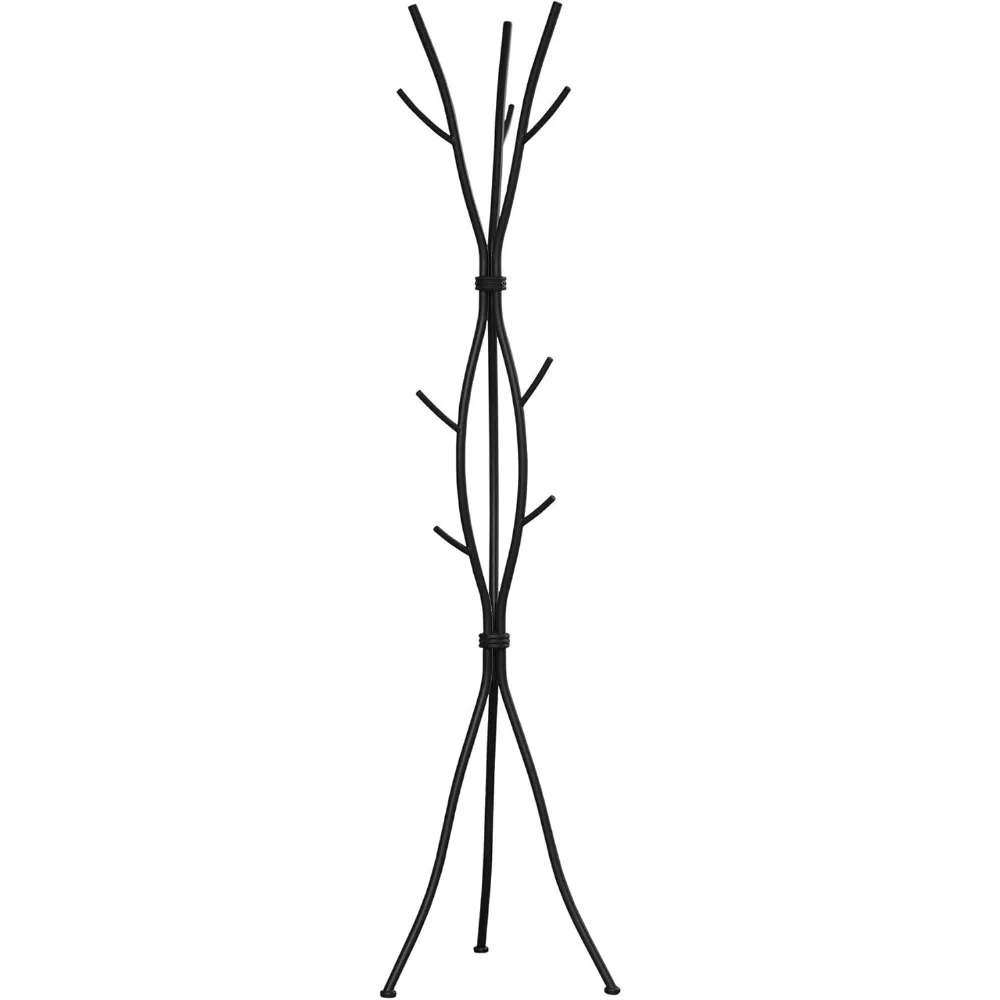 

Specialties Coat Rack - Coat Tree with 8 Hooks, Hammered Metal 74" H (Black)