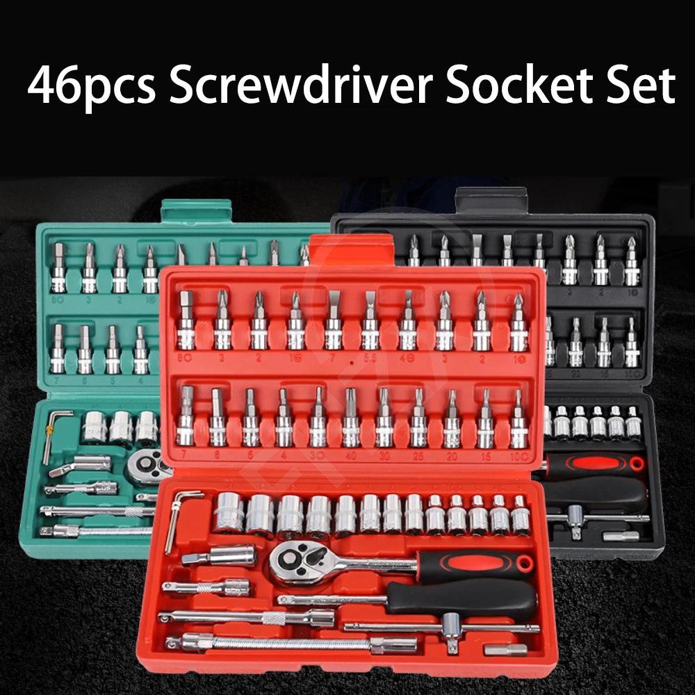 

46 piece set of socket combination Torx/Hex/Slotted/Phillips/Pozidriv screwdrivers Socket Wrench Set extension rod
