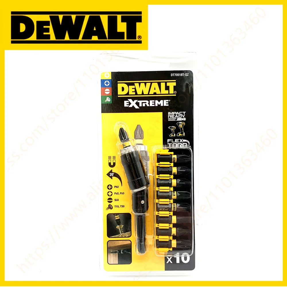 

DEWALT DT70518 набор из 10 шт. с шарнирным держателем вставки, прочный магнитный угловой шатун, расширенная зона FlexTorq